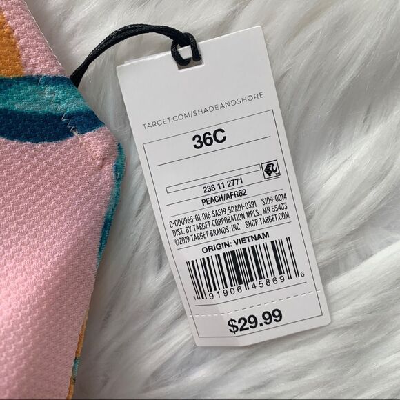 NWT Shade & Shore Grapefruit Tropical Pink Orange Peach Bikini Top Size 36C - Picture 6 of 10